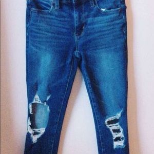 Dark wash skinny ripped American Eagle jeans! :)